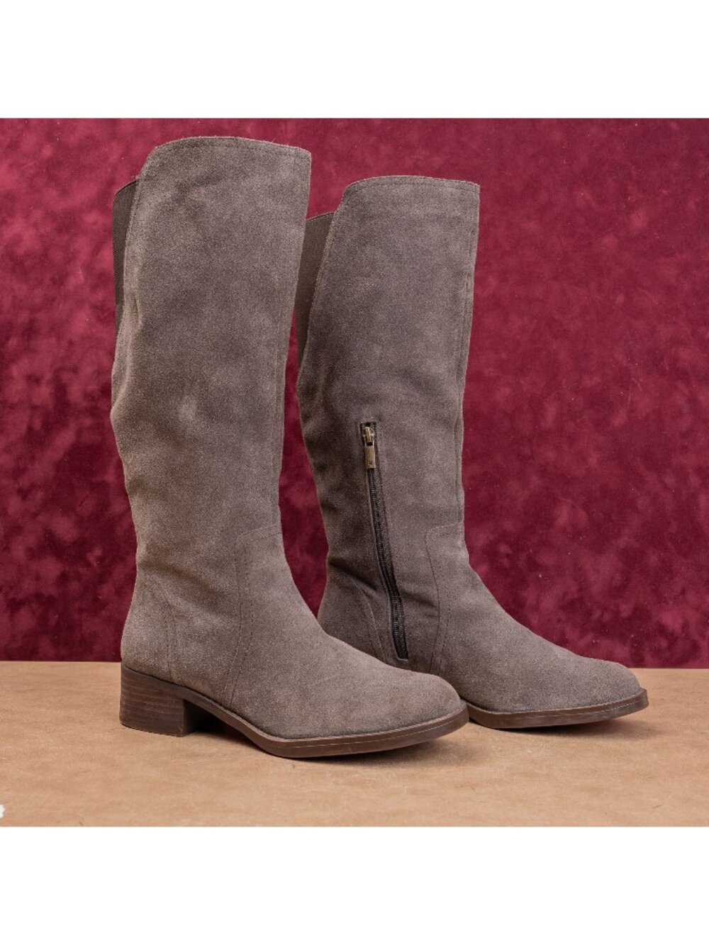 Lucky Brand Women Brown Suede Wide Calf Fashion Riding Country Boots 9US EUR39